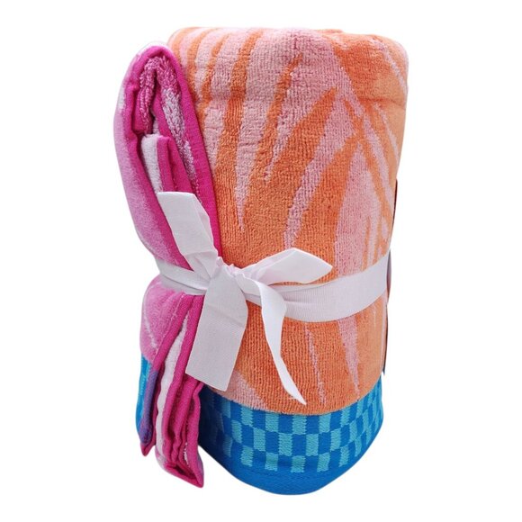 The Big One Oversized Beach Towel 36" X 72" Flamingo Beach Design Cotton Pink - Picture 5 of 10